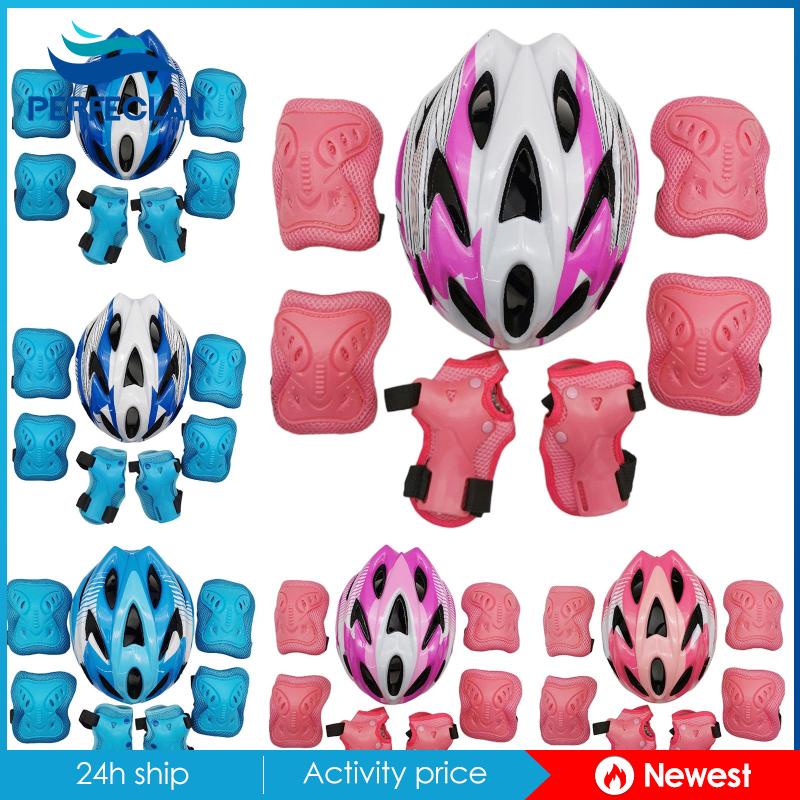 Set 7 Miếng Đệm Bảo Vệ Đầu Gối / Khuỷu Tay / Trượt Ván Dành Cho Trẻ Em