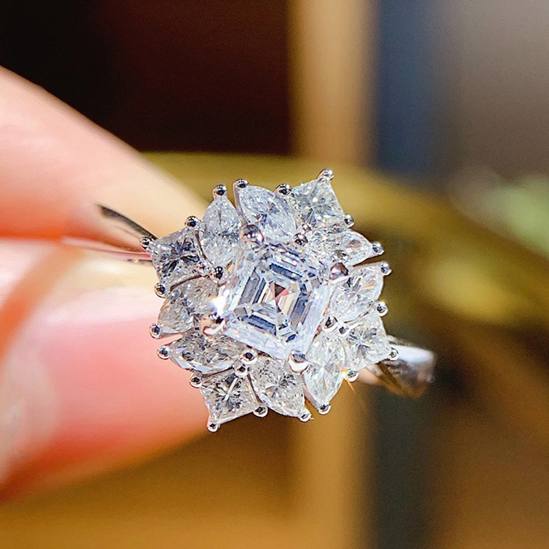 Nhẫn Mạ Bạc Đính Đá Zircon Nhiều Màu Sắc