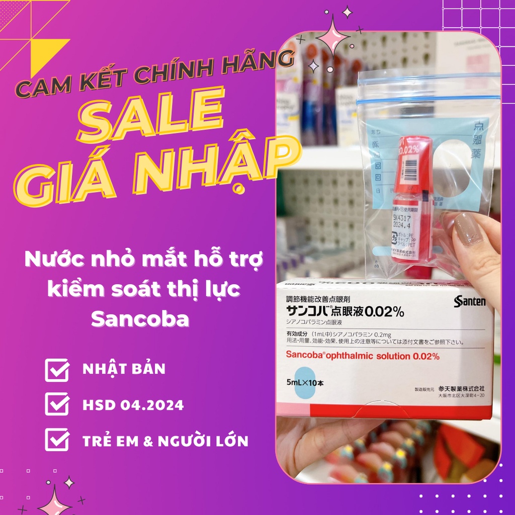 Nước nhỏ mắt Sancoba 0.02% 5ml Nhật Bản