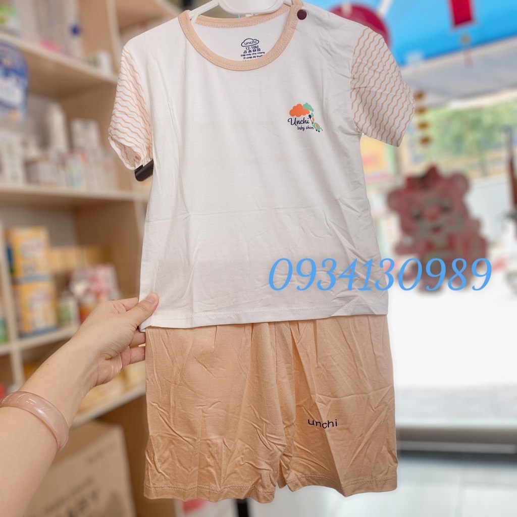 Đồ bộ ngắn tay Unchi vải siêu mềm cho bé trai bé gái 5-15kg