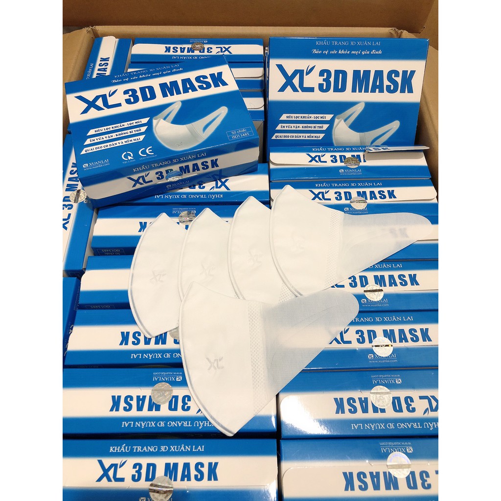 Khẩu Trang 3D Mask Xuân Lai chính hãng công ty có logo tem niêm phong Xuân Lai bảo vệ sức khỏe mọi gia đình