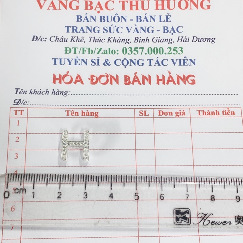 Mặt dây chuyền nữ chữ H đính đá nữ tính sang trọng - THJ SILVER
