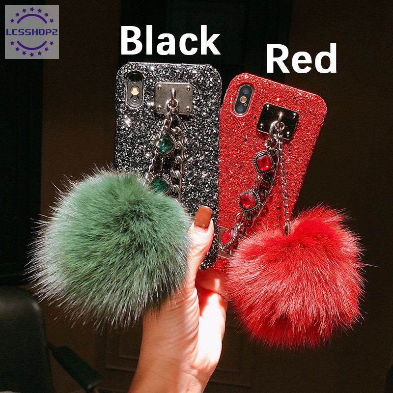 OPPO R9 R9S R11 R11S Plus Cover Vivo X20 X9 X7 Case Phone Strap Plush Ball