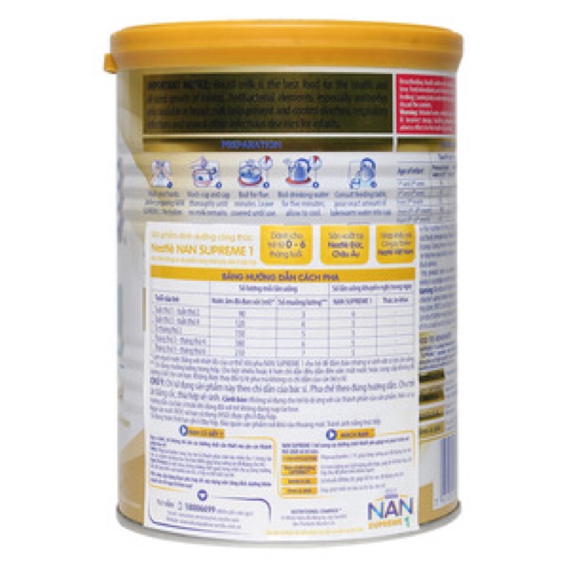 Sữa bột NAN Supreme 1 400g ( cho trẻ 0-6 tháng tuổi)