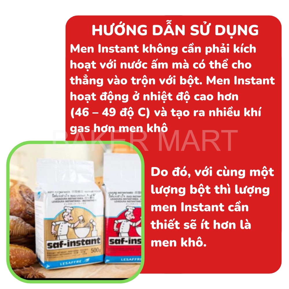 Men Nở Ngọt, Men Lạt Khô Pháp Saf-Instant Hiệu Đầu Bếp Gói 125g (Nhãn Đỏ/ Nhãn Vàng) - Dụng cụ làm bánh BAKER MART