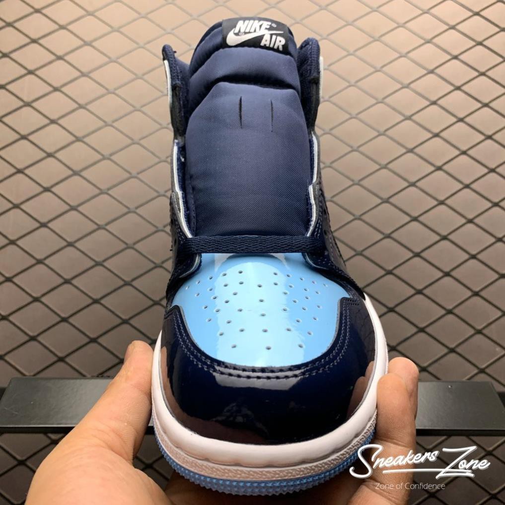(FREESHIP+HỘP+QUÀ) Giày thể thao AIR JORDAN 1 Retro High UNC Patent xanh dương tím than cổ cao | BigBuy360 - bigbuy360.vn