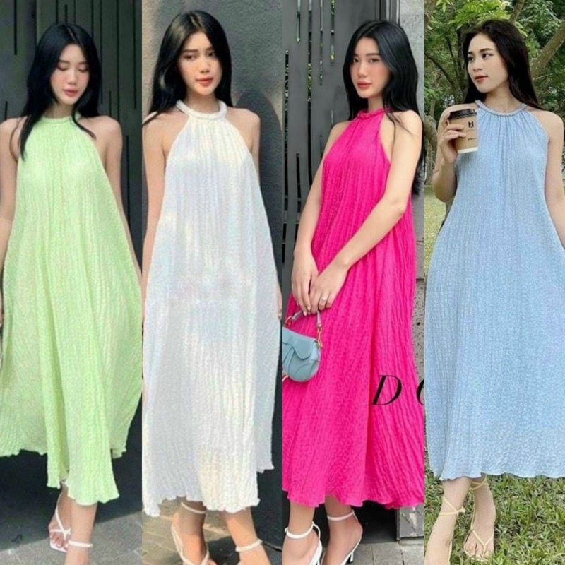 Đầm Yếm Đan Tít Chất Xốp Dáng Xuông Dài Cao Cấp alohashop91