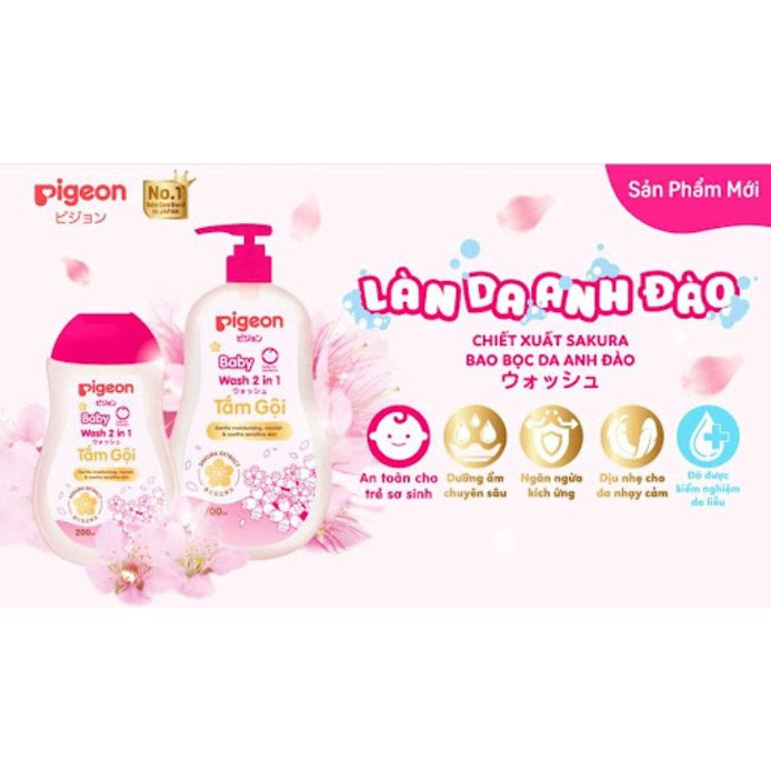 Tắm gội dịu nhẹ 2 in 1 Sakura Pigeon 700ML