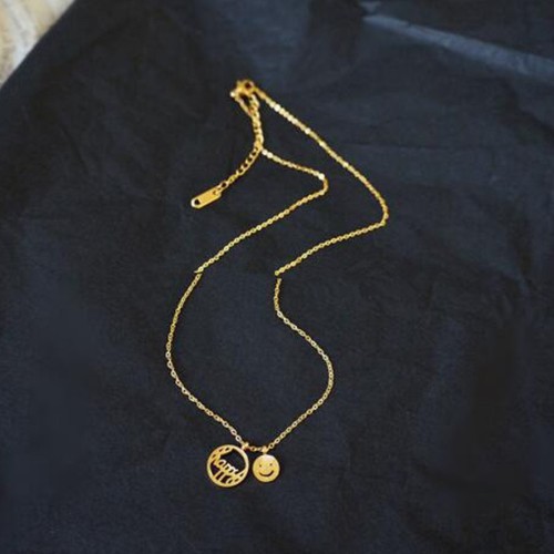 Dây Chuyền Nữ Mặt Cười Happy Titan Ko Đen TT 2839