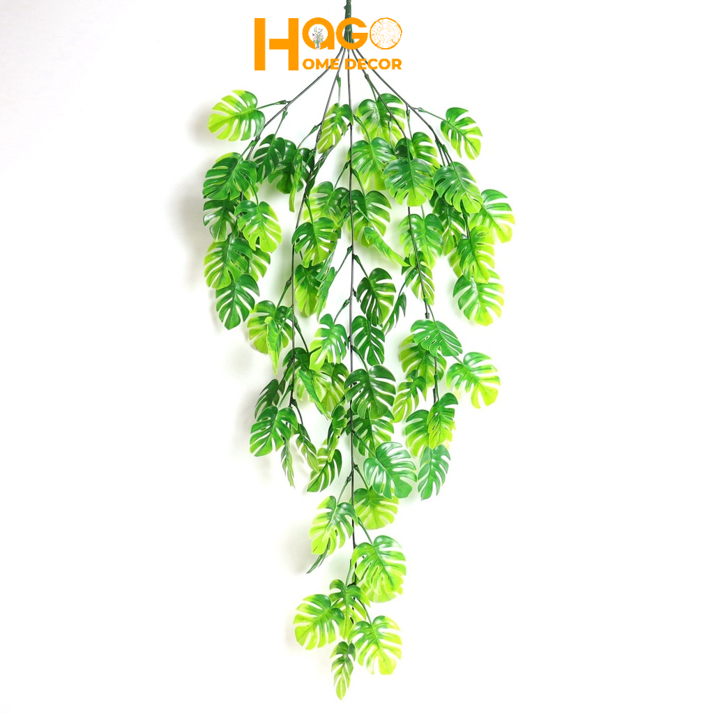 Lá giả, Chùm lá Rùa Xanh Dài 76cm Trang Trí Ban Cồn, Treo Tường, Trang Trí Nội Thất Xanh Mát