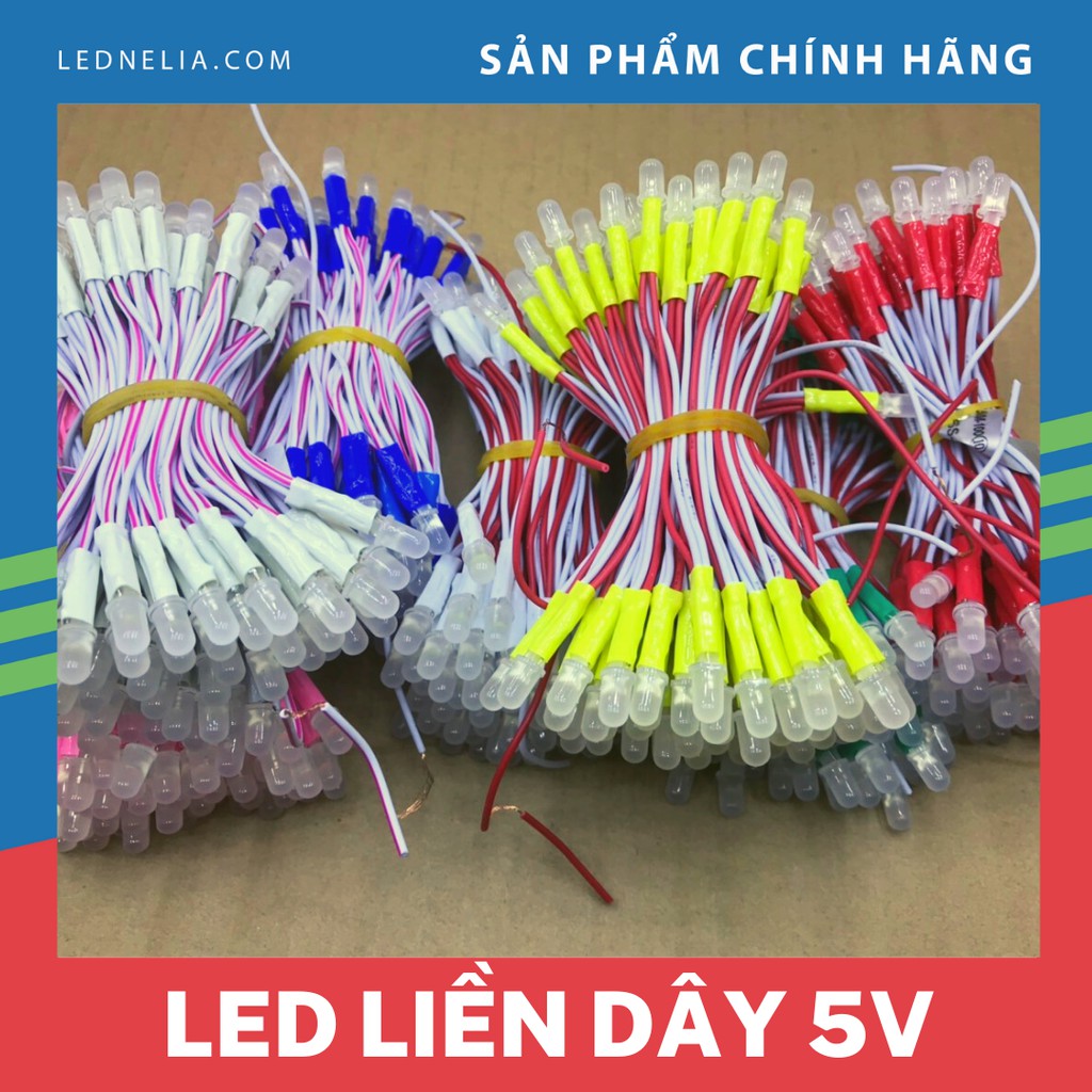 [Cụm led 100 bóng] Led liền dây 5mm điện áp 5V làm biển vẫy quảng cáo, tiết kiệm điện áp, bền màu.