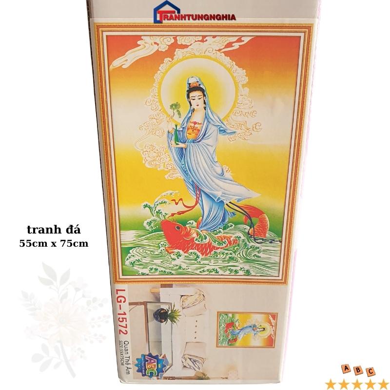Tranh đính đá, tranh thêu chữ thập quan thế âm bồ tát