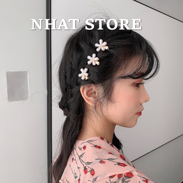 Kẹp tóc mái Hàn Quốc cho nữ, cặp tóc ngọc trai nhựa nhiều hình lựa chọn Nhat Store