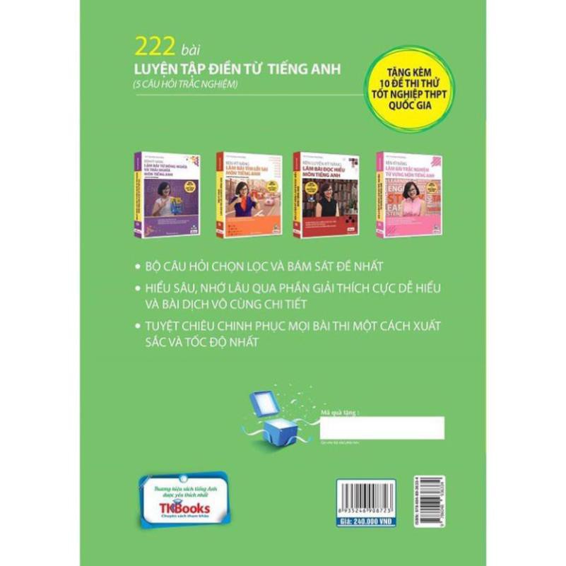 Sách - 222 Bài Luyện Tập Điền Từ Tiếng Anh - Tặng sổ tay [MCBOOKS]