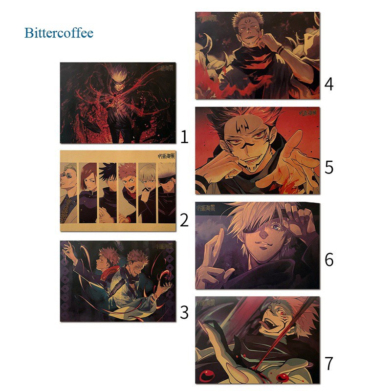 Poster treo tường họa tiết anime Jujutsu Kaisen trang trí đẹp mắt