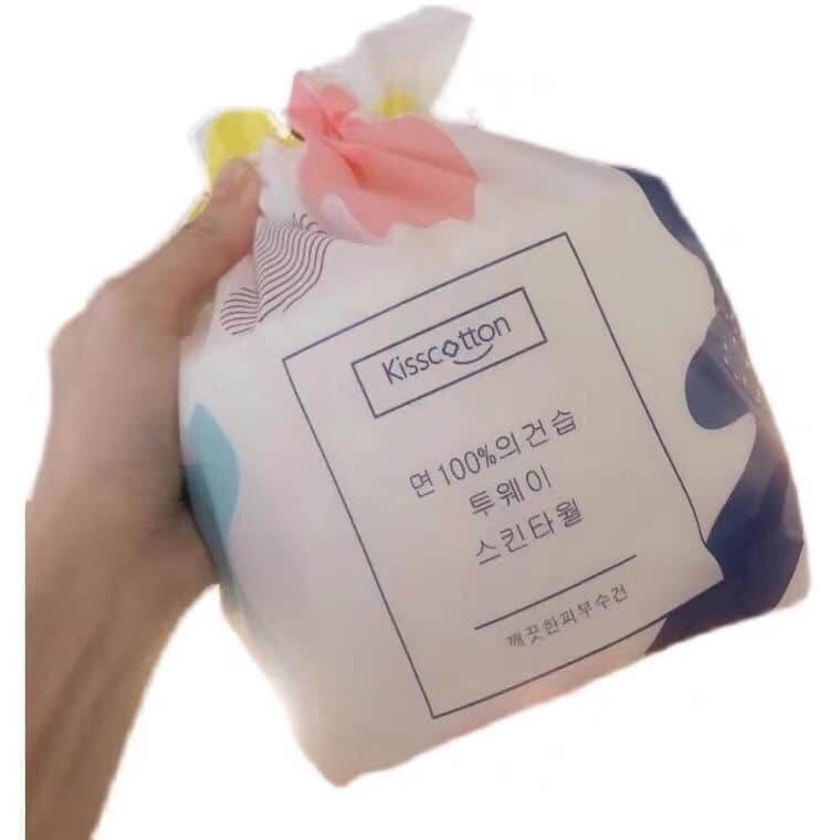 Khăn bông tẩy trang khăn mặt dùng 1 lần lau khô lau ướt siêu dai Korea