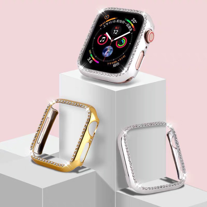 Ốp Bảo Vệ Màn Hình Apple Watch Đính Đá Không Rỉ Chống Va Đập Trầy Xước Bể Vỡ Màn Hình 38mm 42mm 40mm 44mm