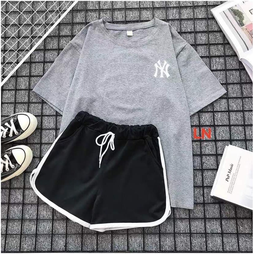 Set áo phông NY và quần đùi viền