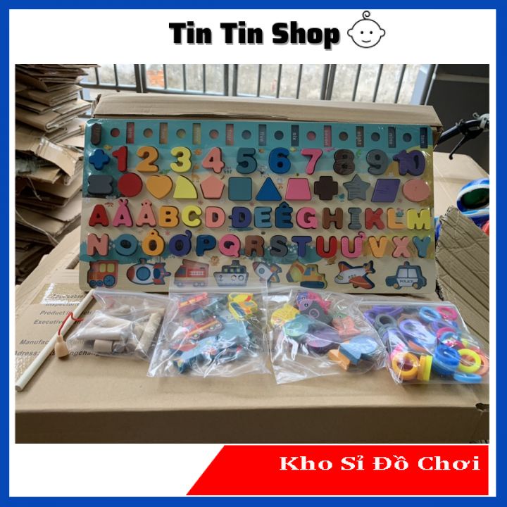 Đồ chơi Câu cá gỗ đa năng 6in1 bảng chữ cái và ghép số học chữ số cho bé, bộ bảng số và chữ thông minh tiếng Việt
