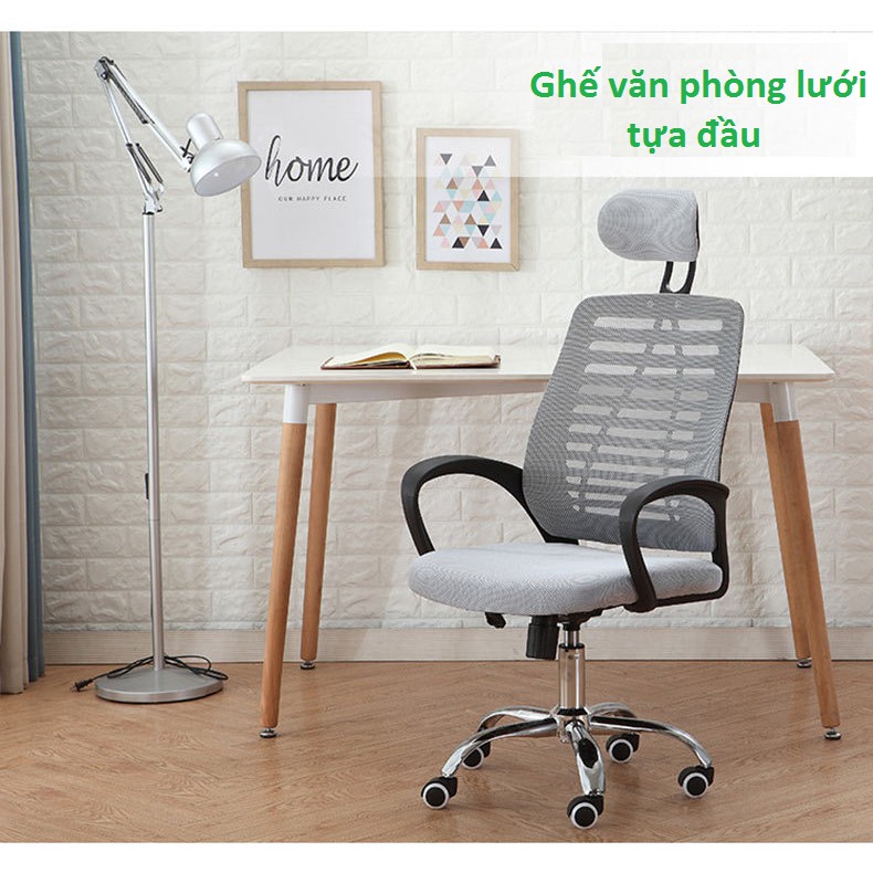 Ghế văn phòng xoay cao cấp, nệm lưới, tựa đầu !