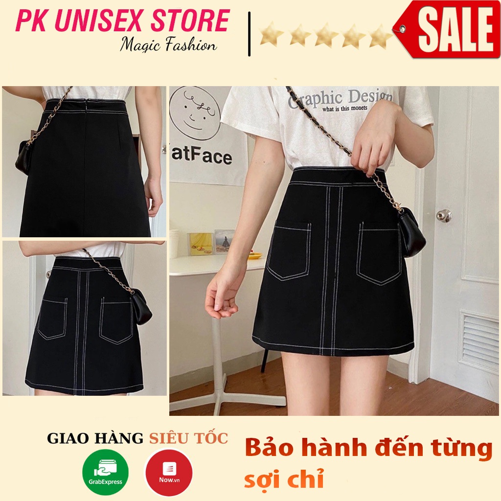 Chân váy chữ a ngắn chỉ viền trơn siêu xinh 861 (Có ảnh thật)