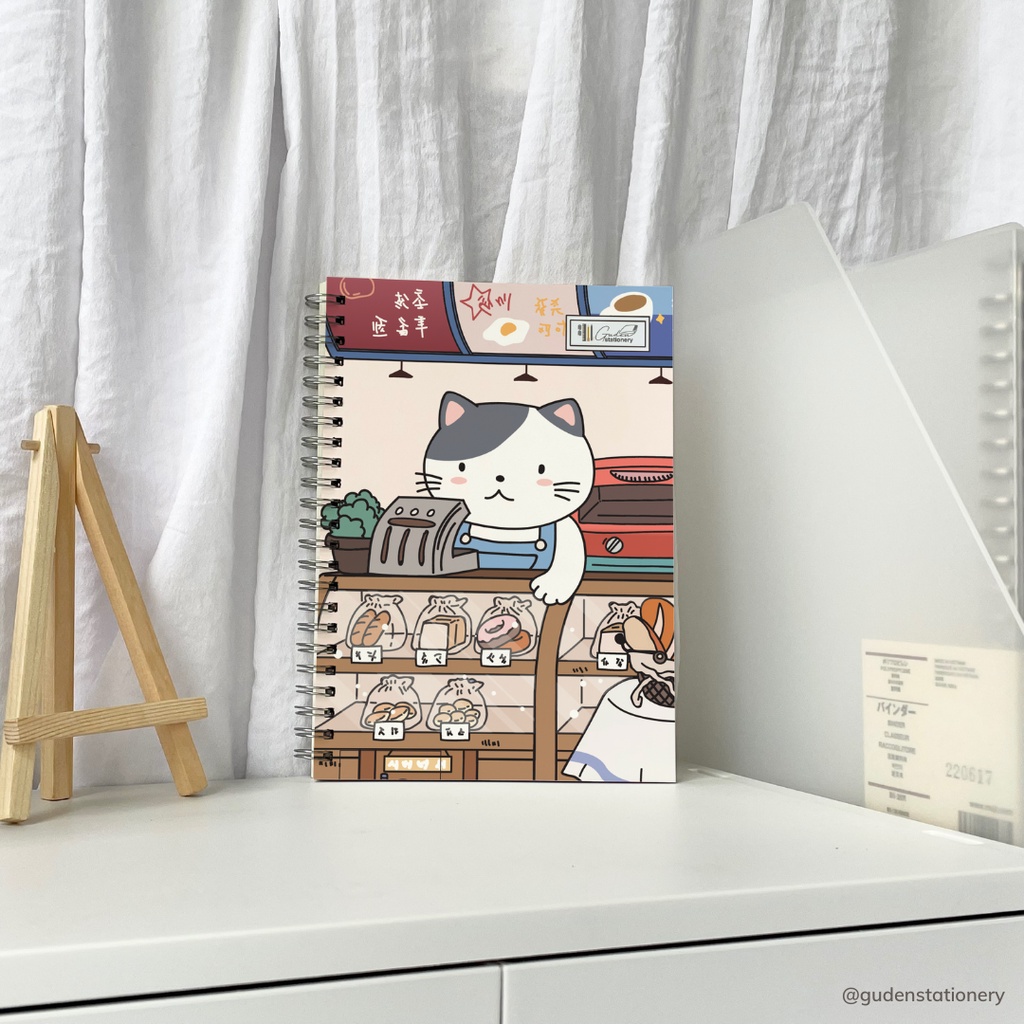 Sổ tay cỡ A5 mèo Nhật Bản đang làm việc 120 trang_Guden Stationery