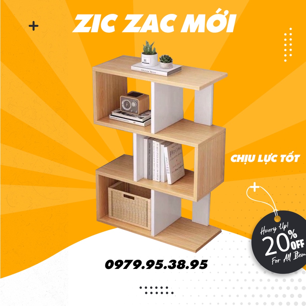 Kệ gỗ ziczac trang trí, kệ sách thông minh, cho ngôi nhà của bạn thêm phần sang trọng chất gỗ MDF, đã cải tiến chịu lực.