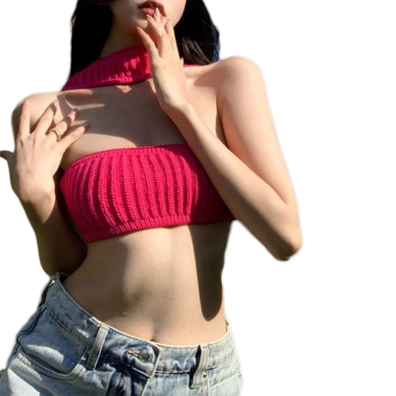 Brroa Áo Croptop Dệt Kim Hở Vai Có Gân Khoét Rỗng Gợi Cảm Đi Biển Cho Nữ