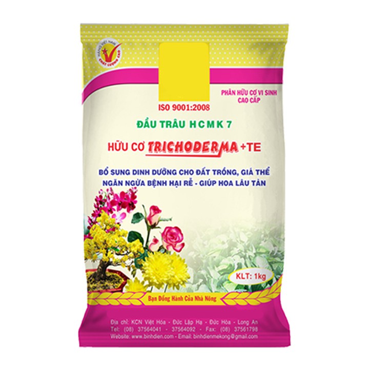 Gói 1kg Phân hữu cơ đầu trâu HCMK7 Bokashi Trichoderma +TE