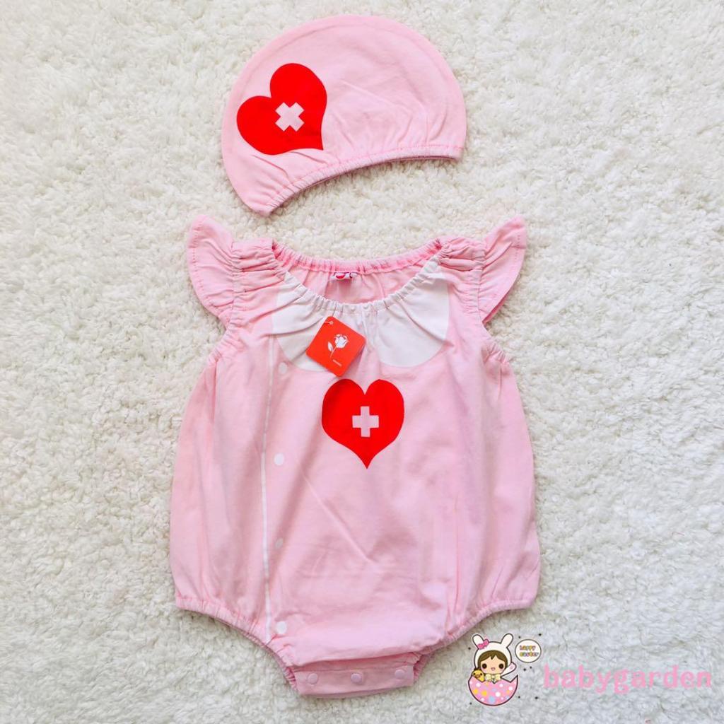 Babygarden-unisex Áo Liền Quần Cổ Tròn Tay Bay Ghép Nối Phong Cách Động Vật Hoạt Hình Mùa Hè