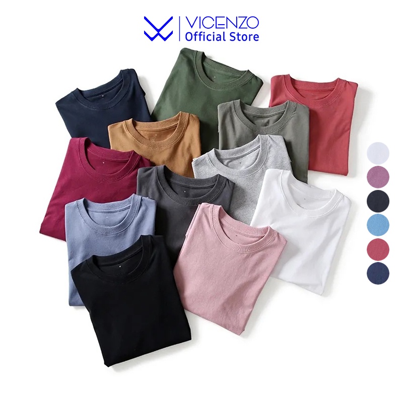 [Xả] Áo Thun Nam Tay Ngắn Cổ Tròn VICENZO Siêu Sale Cổ Tròn Mặc Nhà Thoáng Mát, Áo Phông Nam Cotton Ngắn Tay Mã ATN01