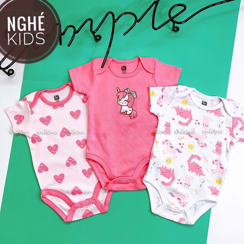 Bodysuit cho bé Set 3 bodysuit Bộ đồ liền thân sơ sinh Body bé trai Bodychip bé gái
