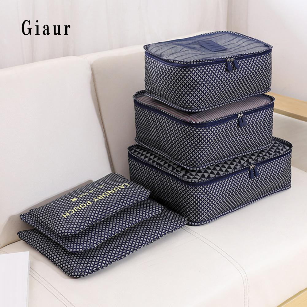 Set 6 túi đựng đồ đa năng bằng vải oxford nhiều kích cỡ thiết kế đẹp mắt tiện dụng