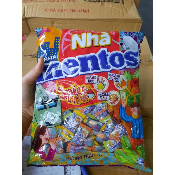 Bịch Lớn Kẹo Nhai Mentos Hương Trái Cây Bịch 1kg đóng trong túi Zip