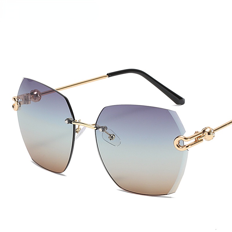 (YUZHU) Kính Râm Không Viền Vuông Màu Gradient Thời Trang Đi Biển Ngoài Trời