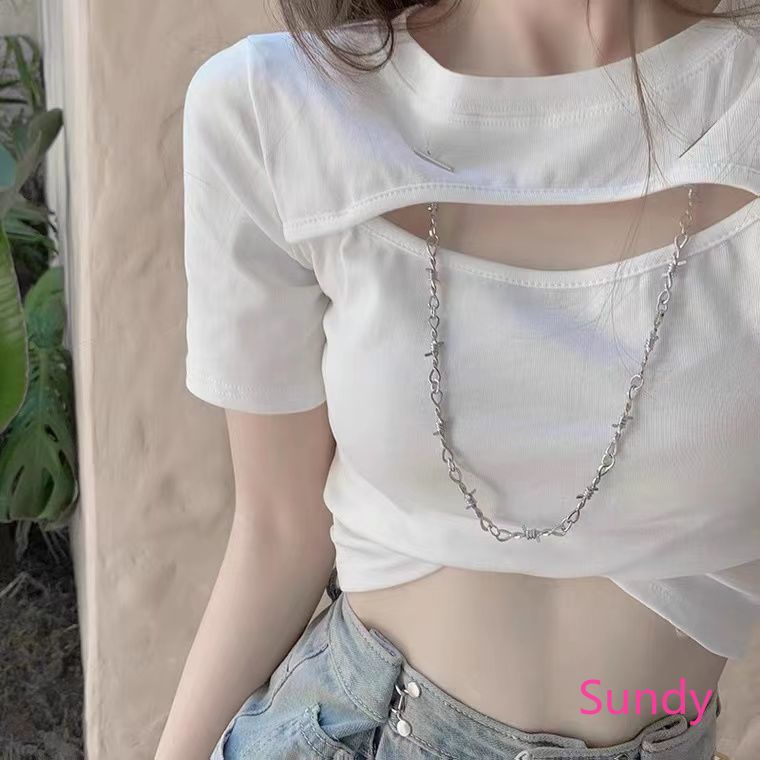 Áo Croptop Thiết Kế Dây Đan Chéo Phong Cách Quyến Rũ