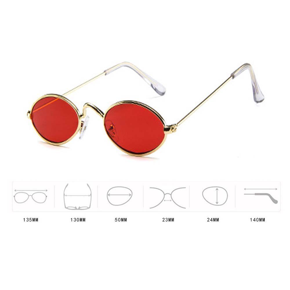 Kính Râm Hình Oval Màu Đỏ Ngà Phong Cách Vintage Hợp Thời Trang|Kính Mát Gọng Kim Loại Nhiều Màu Sắc Phong Cách Hàn Quốc