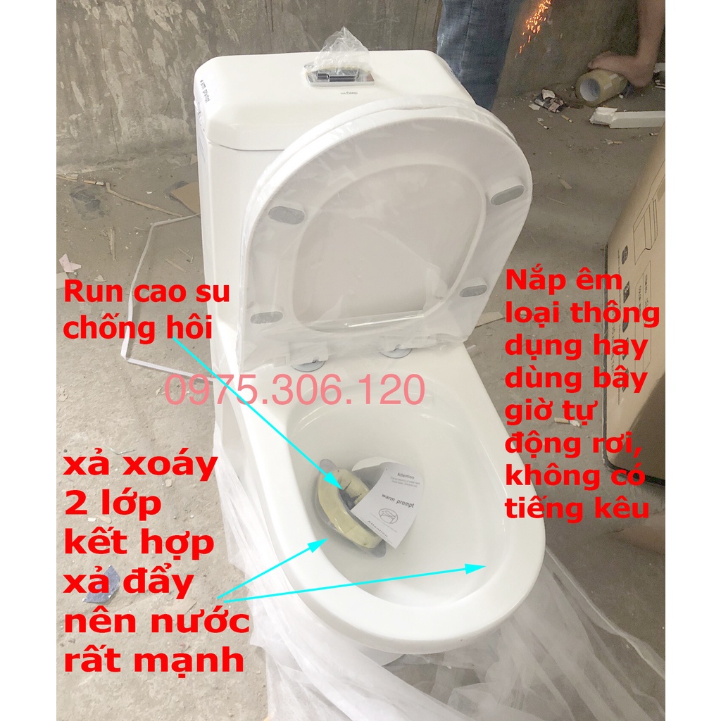 Bồn Cầu Liền khối 1 Khối 8813NA Phương Nam Phát XẢ XOÁY 2 LỚP KẾT HỢP XẢ ĐẨY NƯỚC MẠNH MEN NANO CAO CẤP