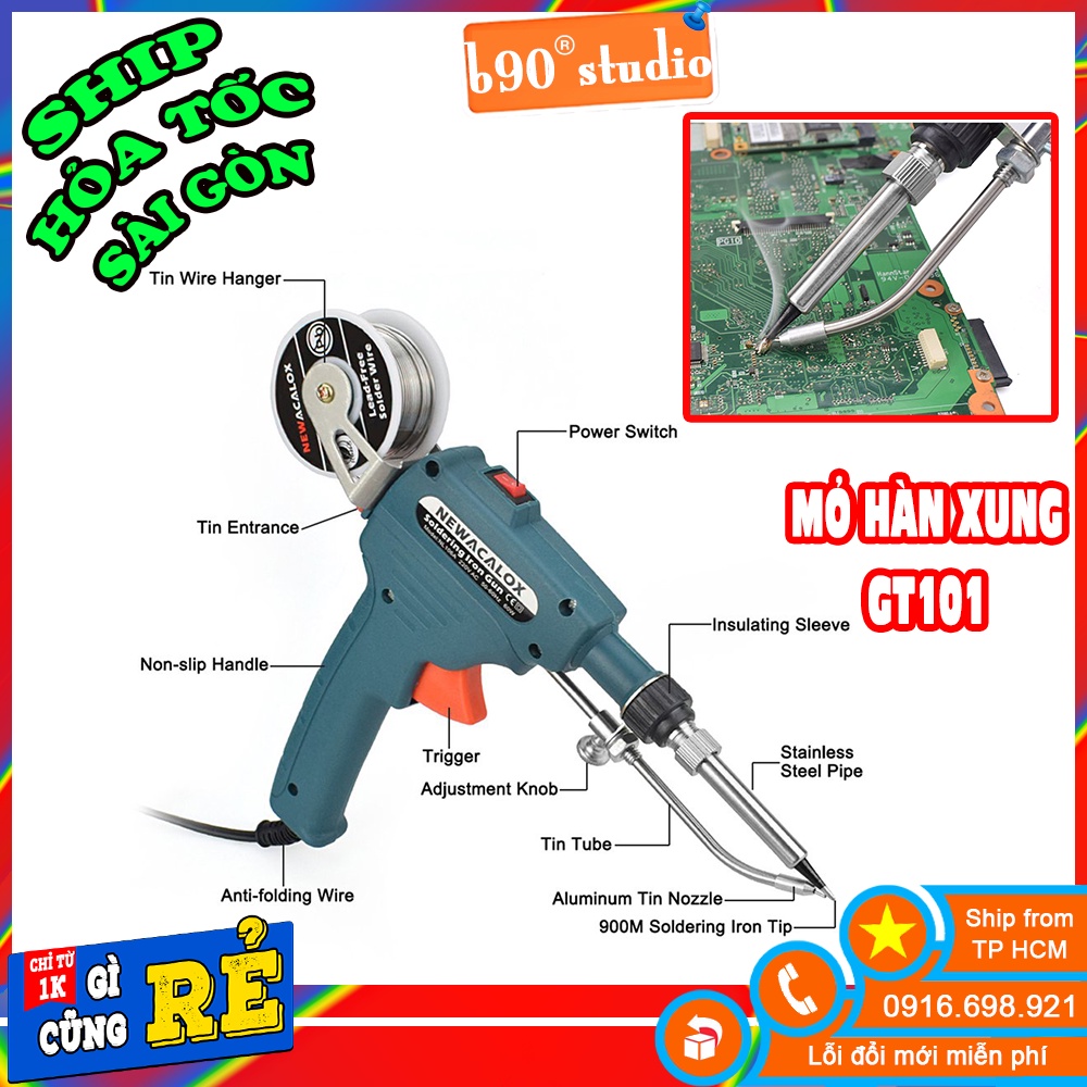 Mỏ Hàn Xung Đầu Thẳng GT101 Tự Động Đẩy Thiếc Hàn Tiện Lợi Thao Tác Dễ Dàng Tiết Kiệm Thời Gian