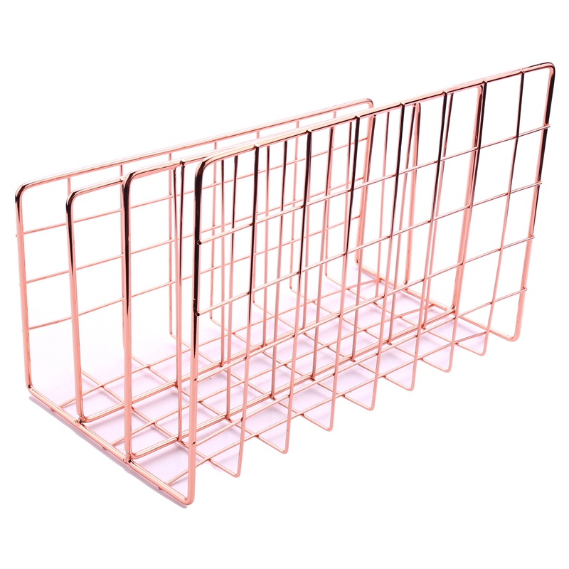 Túi Đựng Thư Để Bàn 3 Ngăn Bằng Kim Loại Màu Vàng Hồng