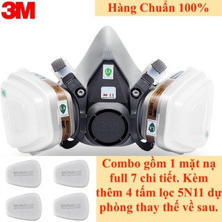 Bộ mặt nạ 3M 6200 11 chi tiết phòng lọc độc  sử dụng phin lọc 3M 6001CN, phun sơn, Phun thuốc sâu, phòng khói đám cháy