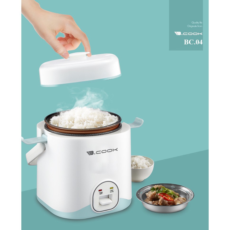 Nồi Cơm Điện Mini 1.2L BCook BC04 Đa Năng Nấu Cháo, Nấu Mì, Cơm Trộn, Hộp Cơm Mini - Hàng Chính Hãng Bảo Hành 12 Tháng
