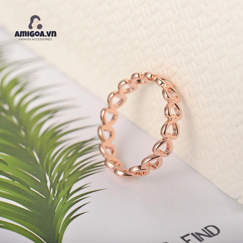 Nhẫn Mạ Đồng Họa Tiết Trái Tim Sáng Tạo Có Thể Điều Chỉnh Cho Nữ