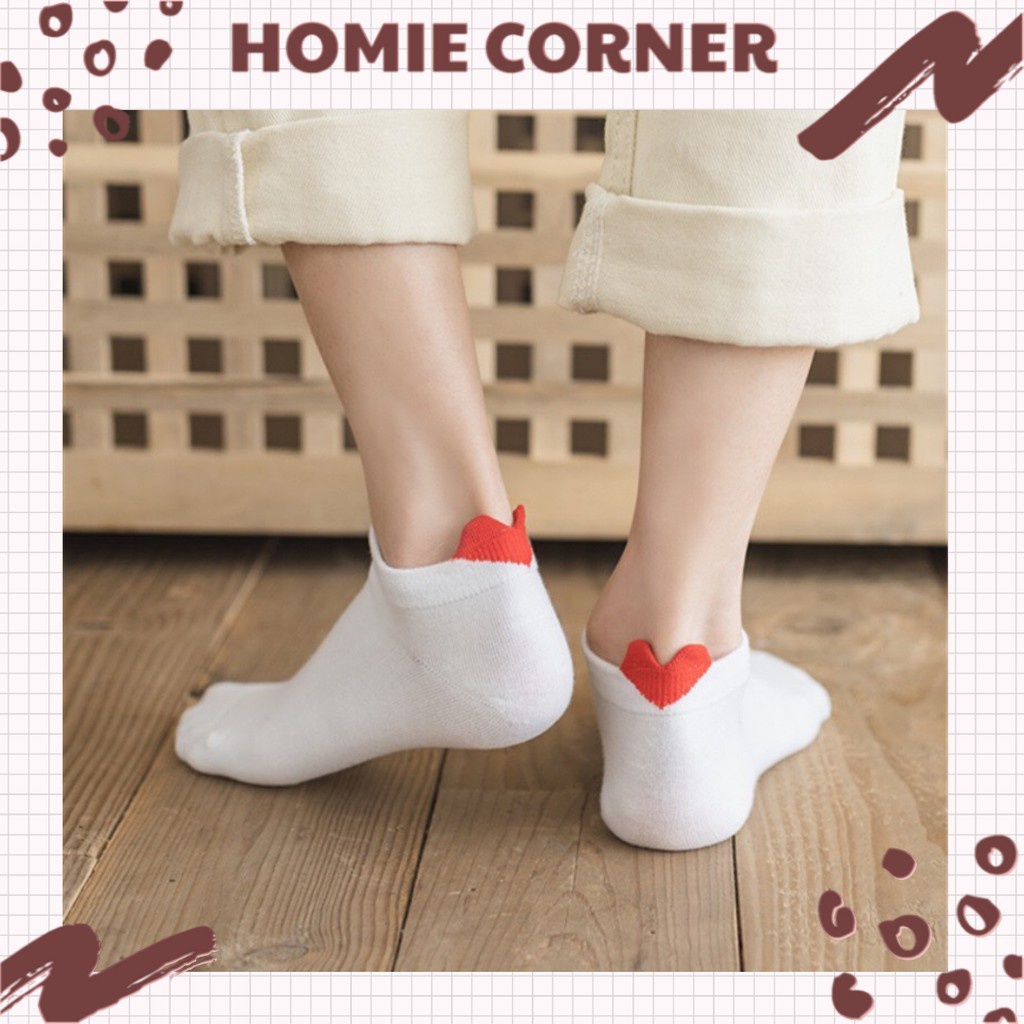 Tất nữ cổ ngắn trái tim dễ thương HC4