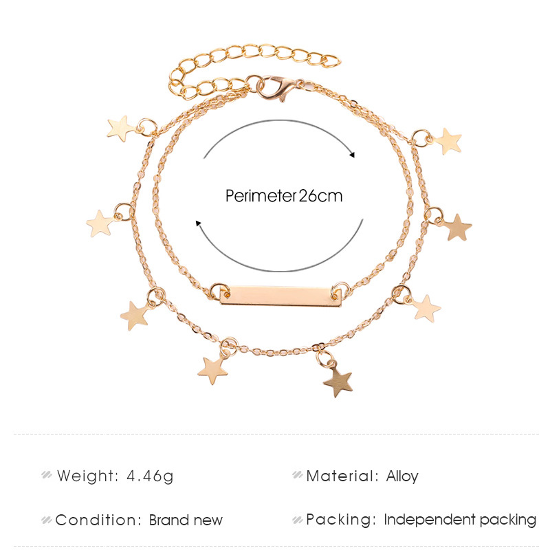 Trendy Female Simple Anklet Beach Fashion Double-layer Five-pointed Star Foot Chain Beach Foot Jewelry | BigBuy360 - bigbuy360.vn