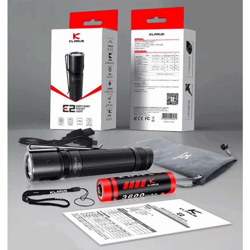 ĐÈN PIN NHỎ GỌN KLARUS E2 1600 LUMENS