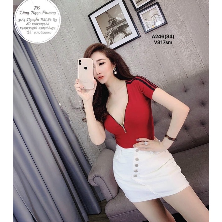 Áo thun nữ khoá kéo chất vải thun thái mềm mại, thoáng mát