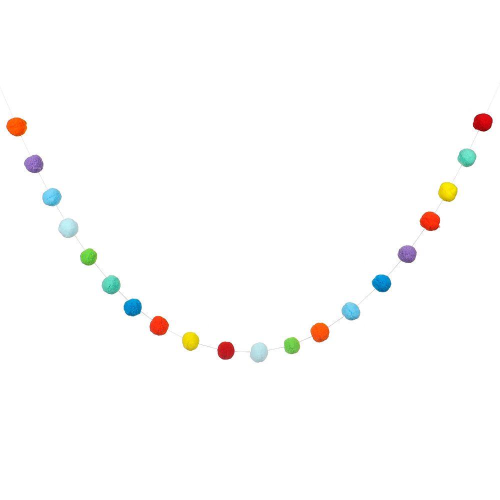Dây Chuyền Dài 2.5M Có Mặt Dây Hình Bông Pompom Nhiều Màu Sắc|Dây Treo Trang Trí Phòng Cho Bé
