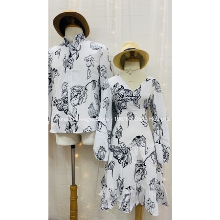 Set áo váy đôi hoạ tiết babydoll đi biển, đi tiệc, dạo phố cực xinh Forever Couple Store ( Có Ảnh Thật, giá gồm áo váy)