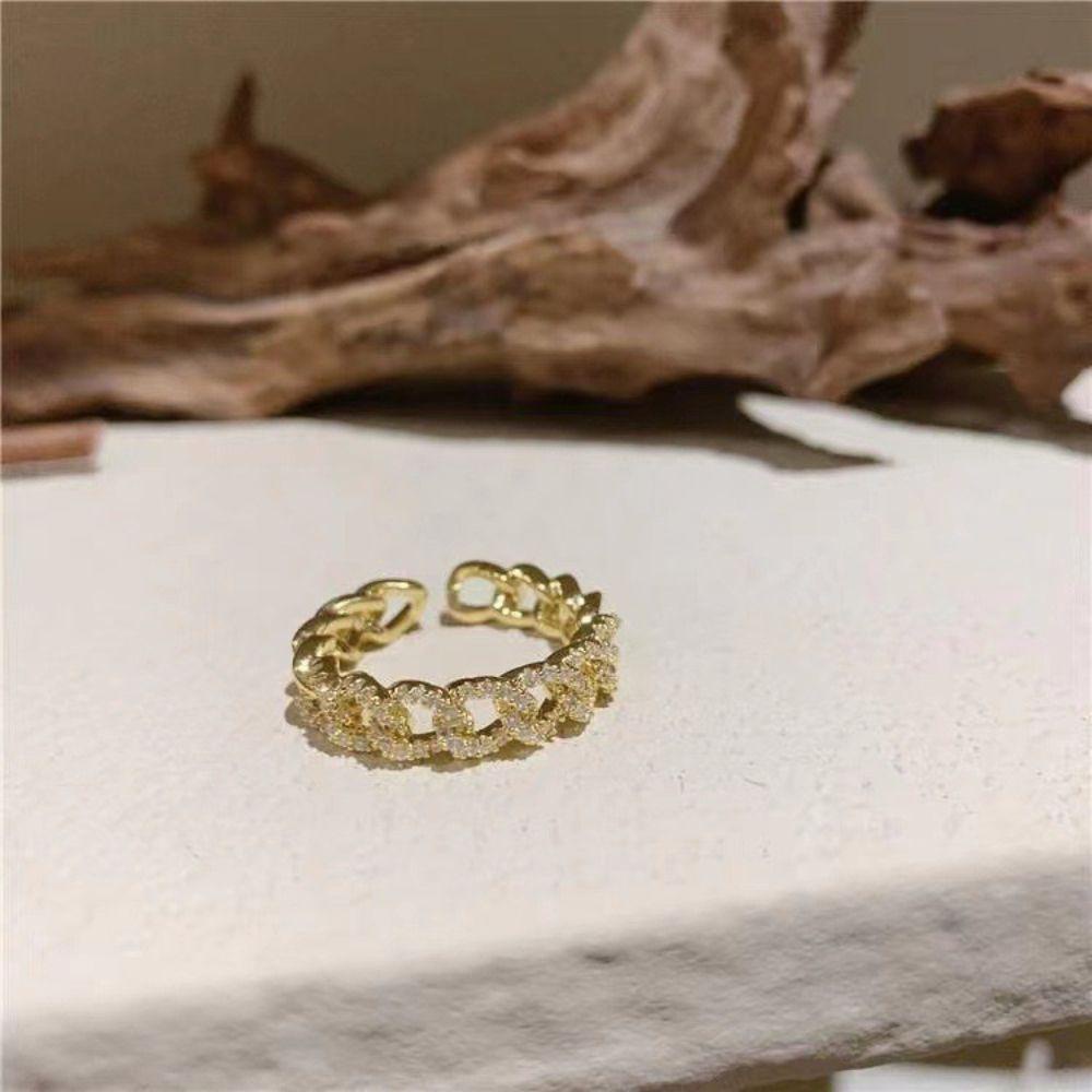 Qqmall Nhẫn Xoắn Đính Đá Thời Trang Hàn Quốc Sang Trọng Nhẹ Nhàng Có Thể Điều Chỉnh Cho Nữ